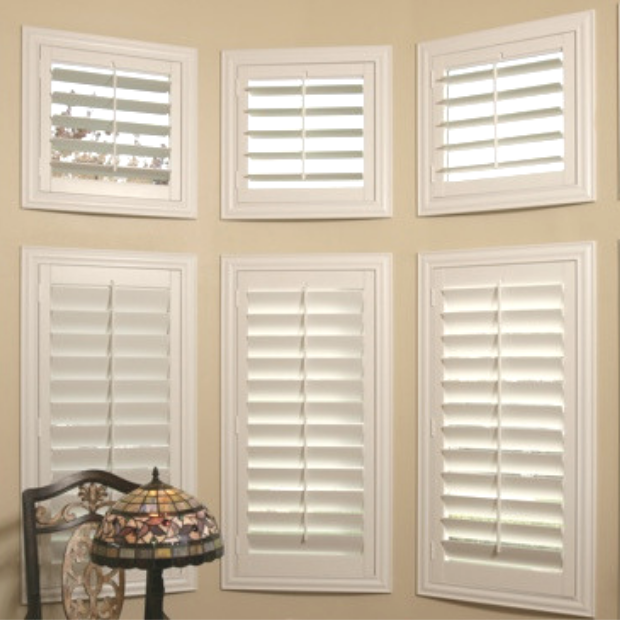 Sunburst shutters on a San Jose bay window