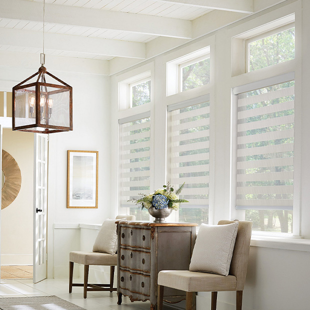 Transitional shades in a San Jose living room