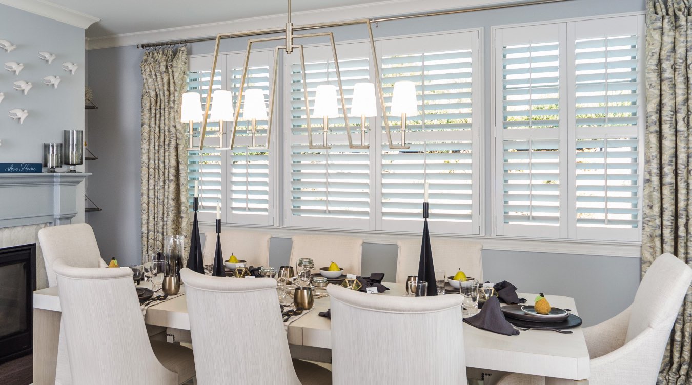 [Dining room|Modern Dining room]401] with plantation shutters.