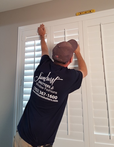 Shutter installation in San Jose bedroom.