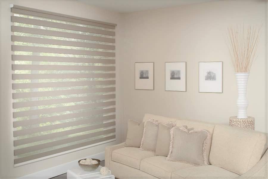 Zebra shades give you a unique combination of light control and style that benefits your San Jose home. Zebra shade allows filtered light into a living room