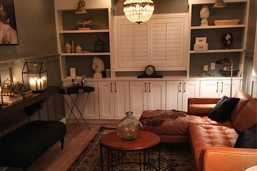 Put dimmable lights and light-blocking Polywood shutters in rooms where you want a calm, relaxing feel. A dimly lit den with closed Polywood shutters on the window